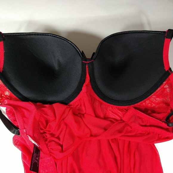 Womens Babydoll Lingerie Size Large Red Dreamgirl - Picture 4 of 11